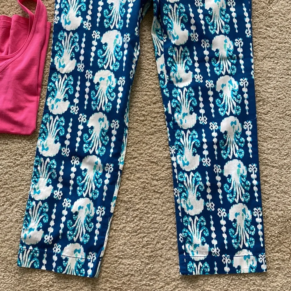 Lilly Pulitzer Cocoanut Walk Crop Indigo Get In Line - Picture 3 of 8